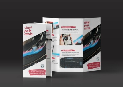 Trifold vinyl postcard